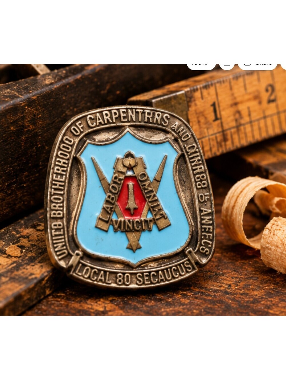 Vintage United Brotherhood of Carpenters Joiners of America Local 80 Service Pin
